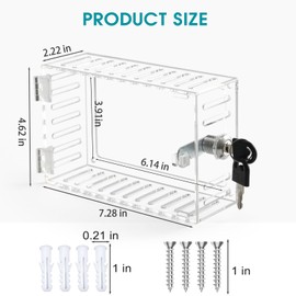 SUTINE Thermostat Lock Box, Thermostat Cover with Lock for Smart Thermostats for Home, Universal Thermostat Lock Box with Key, Clear Lock Box Thermostats Guard for Ac Thermostat 1 Pack