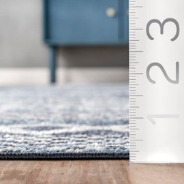 nuLOOM Ginnie Machine Washable Moroccan Tribal Accent Rug, 3'3" x 5', Blue