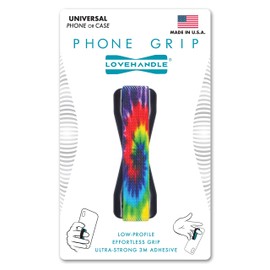 LOVEHANDLE Universal Phone Grip for Smartphones & Mini Tablets - Phone Holder for Hand - Wireless Charging Compatible - Made in The USA - Tie Dye