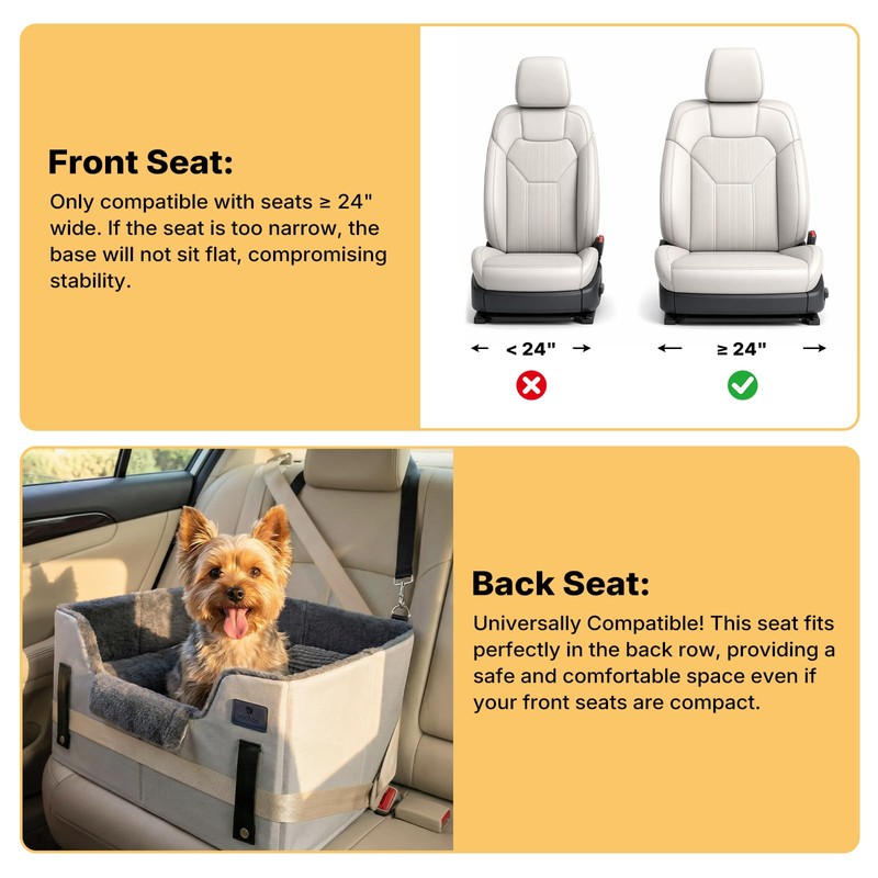 Veehoo Dog Car Seat for Small Medium Dogs Back Seat
