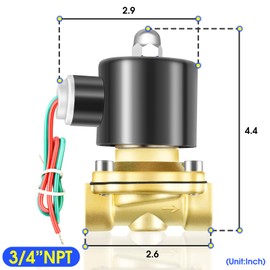 TAILONZ PNEUMATIC 3/4 Inch NPT 12V/24V/110V/220V Brass Electric Solenoid Valve 2W-200-20 Normally Closed Water, Air, Diesel Yellow