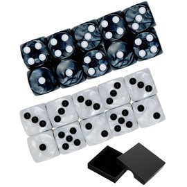 DAFNE 20 Items Polyhedral Dice D6 Dice 16 mm Acrylic Dice Set, Dice Set, Game Cube for DND RPG Table Games (Pearl Black and Pearl White)