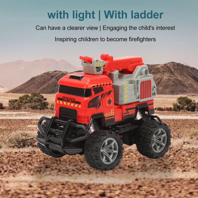 1:43 RC Fire Truck Toy Ladder Full Functional Lighting Plastic