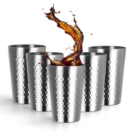 Yummy Sam 5PCS Stainless Steel Cups,Double Layered Cup, Camping Mug Unbreakable Metal Cups for Cold and Hot drinks, Spill-proof Tumblers Dishwasher Safe,12oz