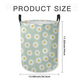 Laundry Basket Daisy Print Collapsible Laundry Hamper with Handles Clothes Storage Bin for Household Bedroom Bathroom College Dorms