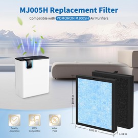MJ005H Replacement Filter Compatible With POMORON MJ005H Air Purifiers,4 levels of filtration H13 True Hepa Filter ＆ Activated Carbon,2packs