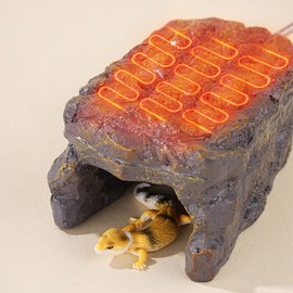Reptile Heating Cave, 12V USB Heated Rock Hide, 5.9 x 3.74 x 2.8 inch, Safe Basking Platform for Lizards, Geckos, Snakes