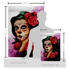 Ornament Collection Elegant Skull Garden House Flag Kit Falltime Day of Dead Dia De Los Muertos Fiesta Mexican Party Autumntime Decoration Banner Small Yard Gift Double-Sided, Made in USA