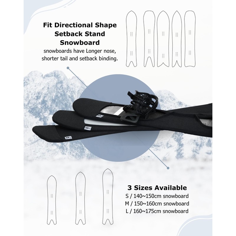 MONS Powder Snowboard Protection Soft Cover for Board Bag with