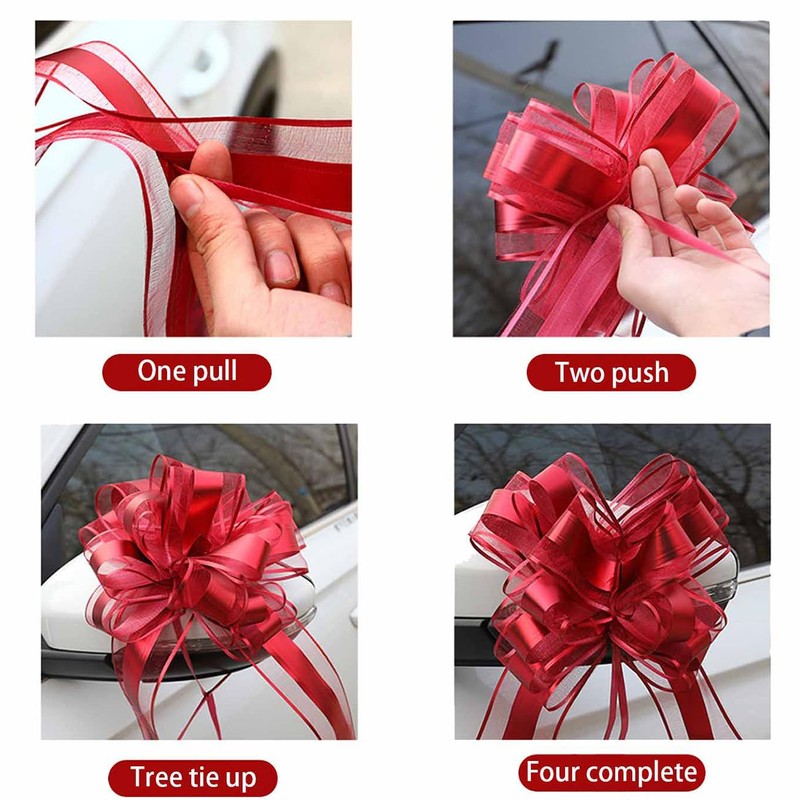 GAKA FAVOR 10Pcs Gold Pull Bows(6 Inch),Large Organza Pull Bows