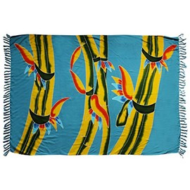 Sar67 Sarong Beach Towel Pareo Wrap Skirt Blue Bamboo Approx. 100 Models