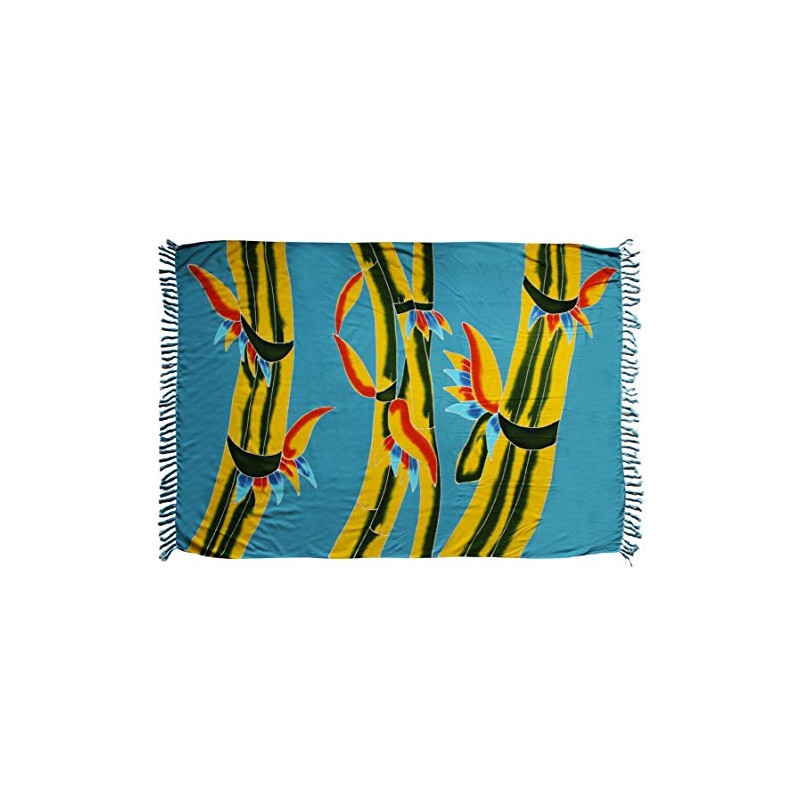 Sar67 Sarong Beach Towel Pareo Wrap Skirt Blue Bamboo Approx.