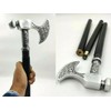 PIRU Walking Cane for Men Solid Pewter Bavarian Axe Handle