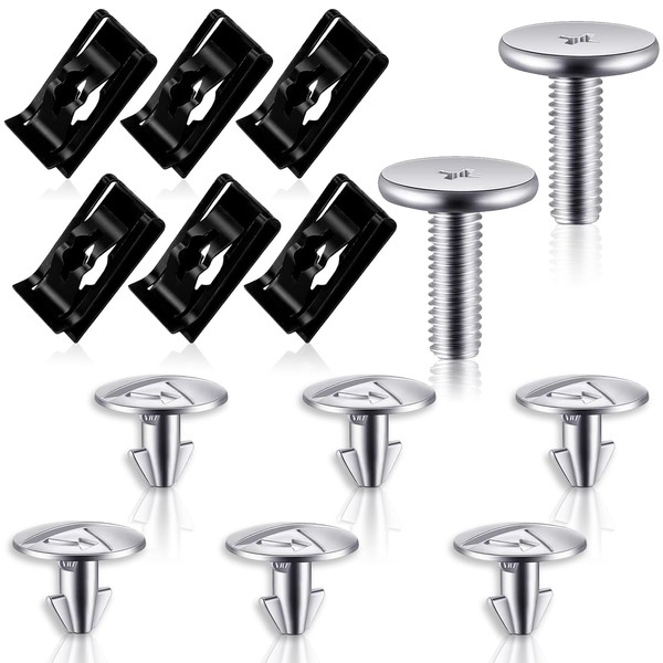 ZBGUN 14 PCS Car Engine Cover Lower Pin Kit, Engine Access Cover Radiator Pin Replacement 90674-TY2-A01, Splash Guard Fastening Clip Set, Compatible with Honda 90105-TBA-A00 Accessories (Silver)