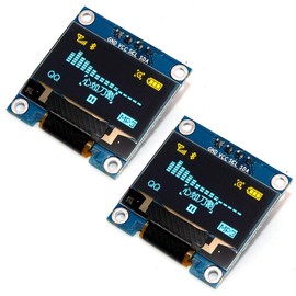 DollaTek 2Pcs 0.96" I2C IIC SPI Serial 128x64 OLED Display 1306 Module Board with Pin Headers for Arduino - Yellow Blue font