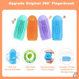NFSVLB Baby Finger Toothbrush 4 Pcs Silicone Finger Tooth Brushing Baby Toothbrush Infant Tooth Brush Toddler Fingers toothbrushes with 4 Travel Case