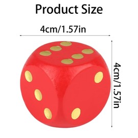 4 Pieces Large Dice 4cm Giant Colorful Round Wooden Dice for Family Games, School Games, Educational Toys (Red Yellow Blue Green)