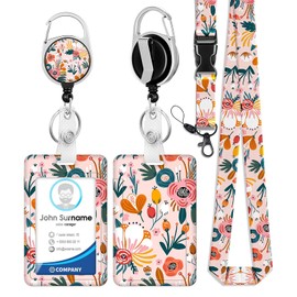 1 x ID badge holder with lanyard, retractable ID badge card holders, removable neck lanyard strap with badge reel and vertical ID holder, ID cards, office and school supplies.