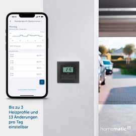 Homematic IP Smart Home Temperature and Humidity Sensor with Display - Inside, Anthracite, Controls Radiator / Underfloor Heating via App, Alexa, Temperature Measurement, Energy Saving, 160551A0
