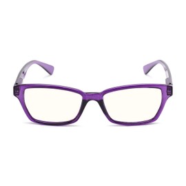 Readers.com Reading Glasses: The Brody Computer Reader Reader, Plastic Rectangle Style for Men and Women - Purple with Light Yellow, 1.00