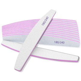 Nail File Nail Files, 180/240 Grit Nail Files for Natural Nails, Pack of 12 Professional Nail File for Fingernails, Double Sided Emery Board Nail File for Nail Studio