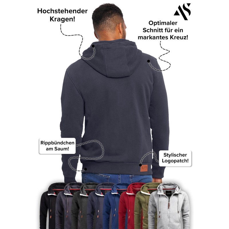 A. Salvarini AS292 Men's Hooded Sweater, Jacket - navy, size: