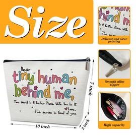 Ythuil Inspirational Teacher Gifts Makeup Bag, Dear Tiny Human Behind Me Pouch, Cute Cosmetic Bag for Purse, Teacher's Day, Appreciation Week, Thank You, Birthday, Christmas Gifts for Women Female