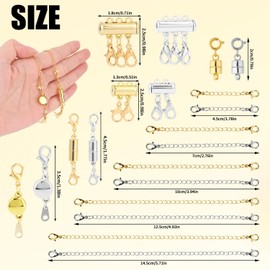 26pcs Necklace Extender & Magnetic Jewelry Clasp, Multiple Styles Necklace Layering Clasps for Easier Wearing Jewelry Repair for Bracelet Anklet