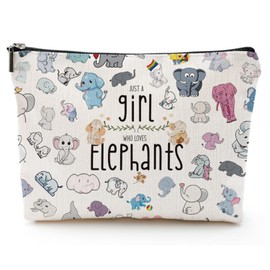 Makeup Bag, Waterproof Cosmetic Pouch Wash Bag for Women, Travel Cosmetic Organiser with Zipper, Travel Cosmetic Case for Toiletries, Gifts for Elephant Lovers