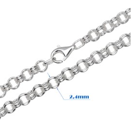 NKlaus 925 Sterling Silver Twin Anchor Chain Necklace Round Women's Necklace, Sterling Silver