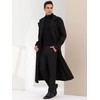 Lars Amadeus Men's Black Overcoat Notch Lapel Double Breasted Long