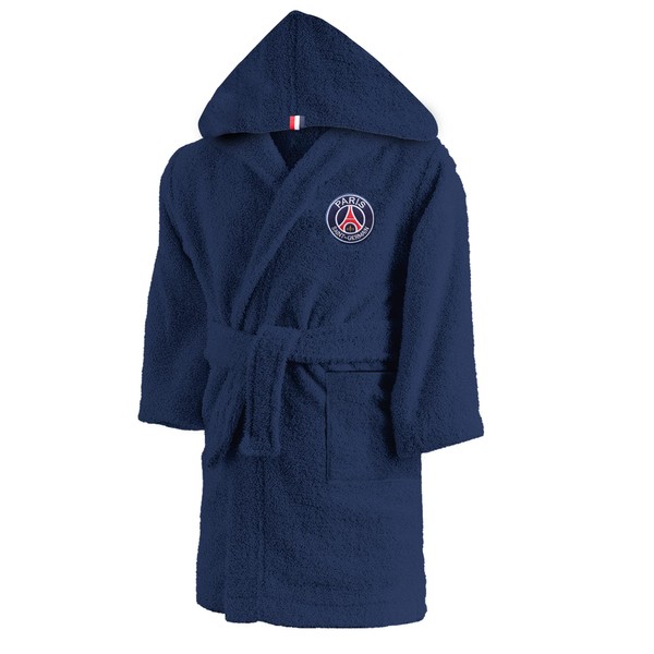 PSG Boys' Embroidered Hooded Bathrobe 6 to 8 Years | 100% Oeko-TEX Certified Cotton | Blue | Children's Dressing Gown, Navy blue