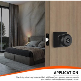 Haidms Matte Black Door Knobs Interior, Privacy Interior Door Knob for Bedroom or Bathroom Classic Black Round Doorknobs Hardware(2 Pack Square Panel Interior Door Konbs)