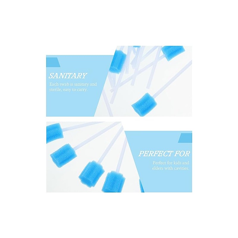 Healifty 100pcs Hisopos Oral Desechable Cuidado Esponjas Diente Limpieza Boca