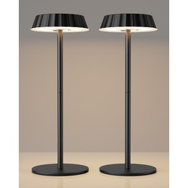 EppieBasic 2 Sets Portable Table Lamps, 5000mAh Battery Operated Cordless Lamp, Shower Light with IP65 Waterproof, 3-Color Stepless Dimmable Light for Bedroom Bathroom Kitchen Outdoor Camping