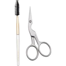 Tijeras y cepillo para dar forma a las cejas Tweezerman - Tijeras de acero inoxidable para recortar cejas para mujeres y hombres