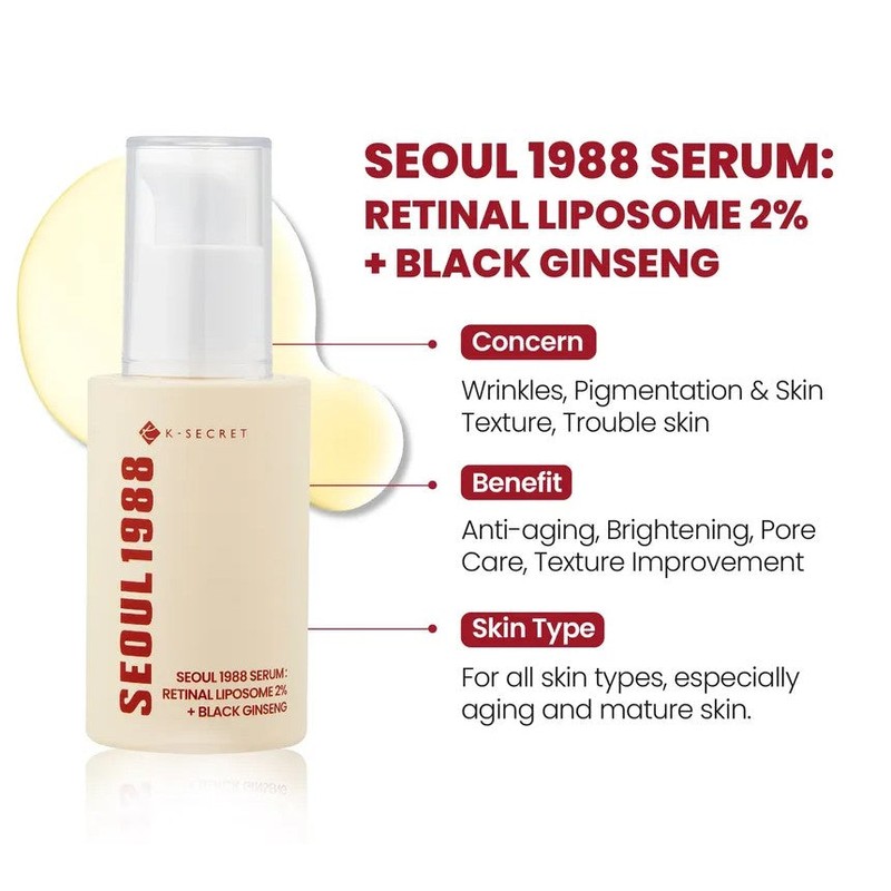 K-SECRET SEOUL 1988 Retinal Liposome 2% + Black Ginseng Serum