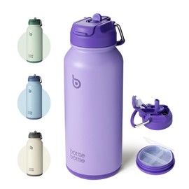 BOTTLE BOTTLE 32 oz Stainless Steel Insulated Water Bottle dark purple | Sport Water Bottle, with Straw, Dual-use Lid Design, for Gym, with Pill Box
