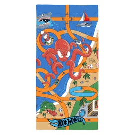 Hot Wheels Asciugamano Bambini Ufficiale | Morbidezza ultra morbida | Design Creature | Perfetto per casa, bagno, spiaggia e piscina | Taglia unica 70 x 140 cm | 100% cotone