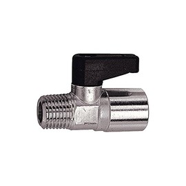 RIEGLER 103351-371.03 Mini Ball Valve with Twist Handle, Nickel-Plated Brass, R/Rp 1/8 Male Thread/Female Thread, Pack of 1
