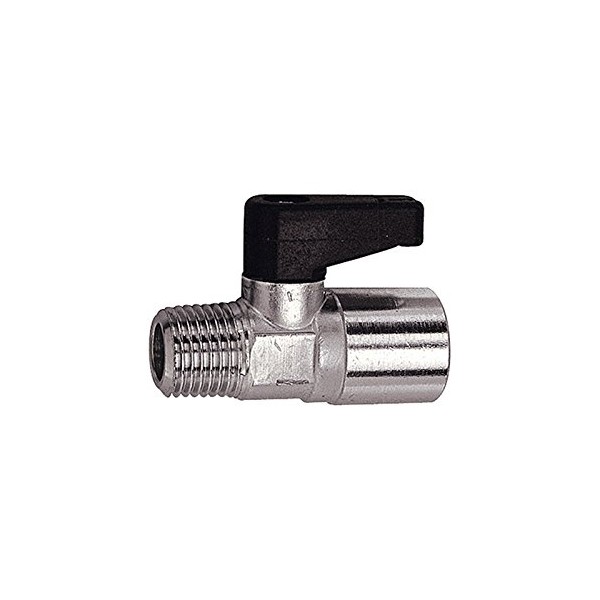 RIEGLER 103351-371.03 Mini Ball Valve with Twist Handle, Nickel-Plated Brass,