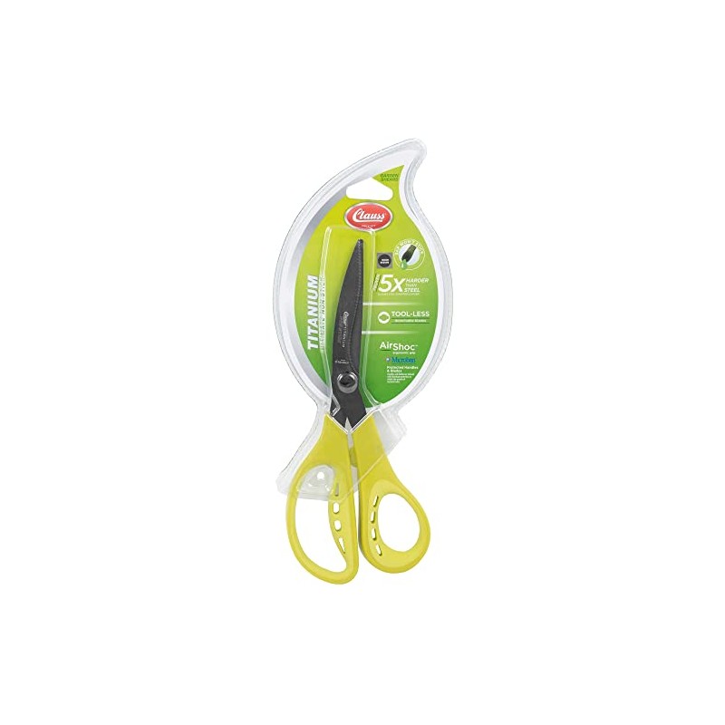 Clauss 18484 Airshoc Titanium Non Stick Garden Shear, Green (6