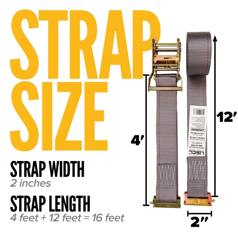US Cargo Control E-Track Ratchet Strap, 4,400 LBS Break Strength,