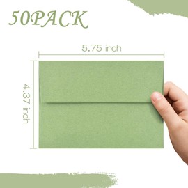 50 Pack A2 Envelopes for Invitations,4.37x5.75 Envelopes,A2 Envelopes Sage Green Self Seal,Printable Envelopes for Wedding,Invitation,Baby Shower,Envelopes for 4.37x5.75 Cards