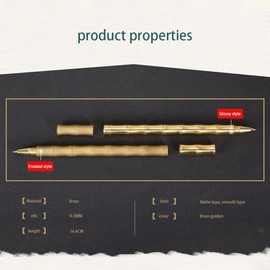 Brass Bamboo Signature Pen - Premium Ballpoint Pen, Elegant Writing Instrument for Office, Gift for Men and Women