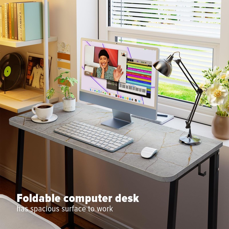 WOHOMO Folding Desk, Small Writing Desk 39.4", Space-Saving Foldable Laptop