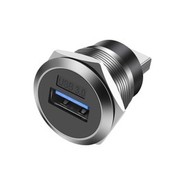 XMSJSIY 5Gbps USB 3.0 Panel Mount Threaded Fixed Round Coupler Adapter Connector Type-A Female to Male Pass Through Bulkhead Socket Converter for Data Transfer & Charging -1 PCS (Sliver)