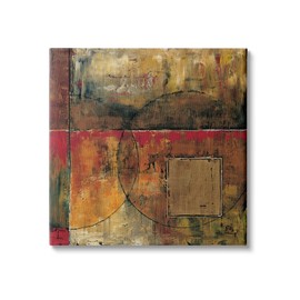 Stupell Industries Abstract Shapes and Lines Composition Red Brown Painting Canvas Wall Art, 36 x 36