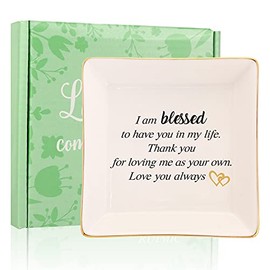 RUIMIC Mothers Day Birthday Gifts for StepMom Bonus Mom,Mother in Law Gift-Ceramic Ring Dish, Jewelry Tray, I am Blessed to Have You in My Life,Thank You for Loving Me as You Own…