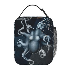 Oplp Lonchera de pulpo retro con aislamiento, bolsa de comida para la escuela, el trabajo, pícnic, viajes